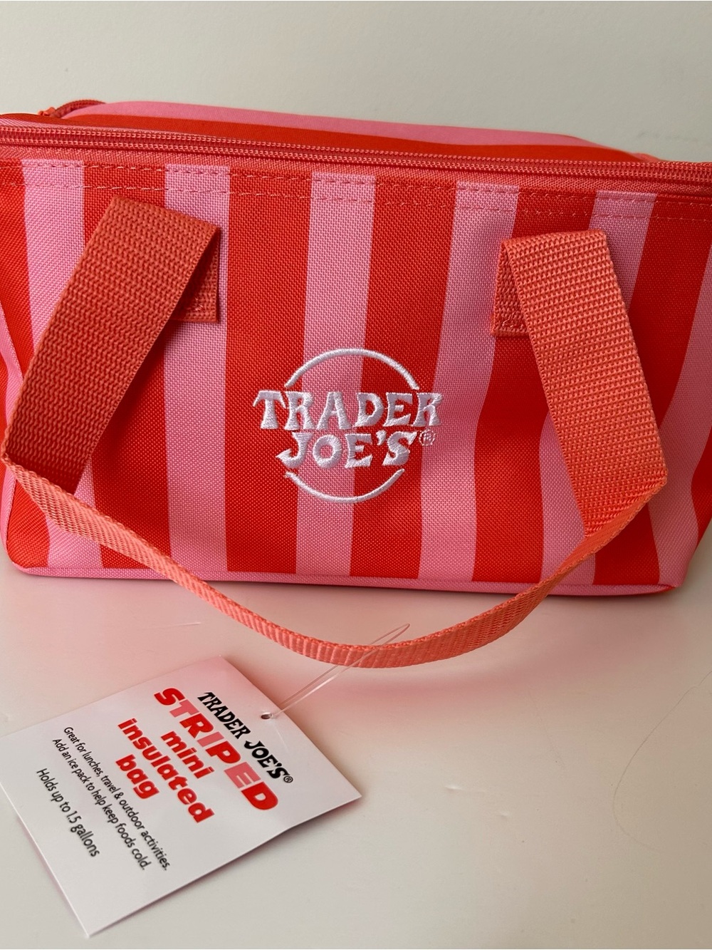 Trader Joe's Pink Striped Insulated Mini Tote Spring 2026